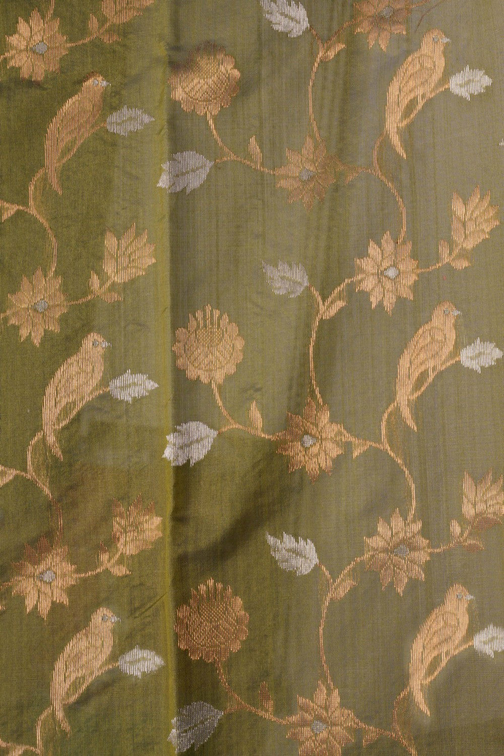 Image of Moss Green Chanderi Saree